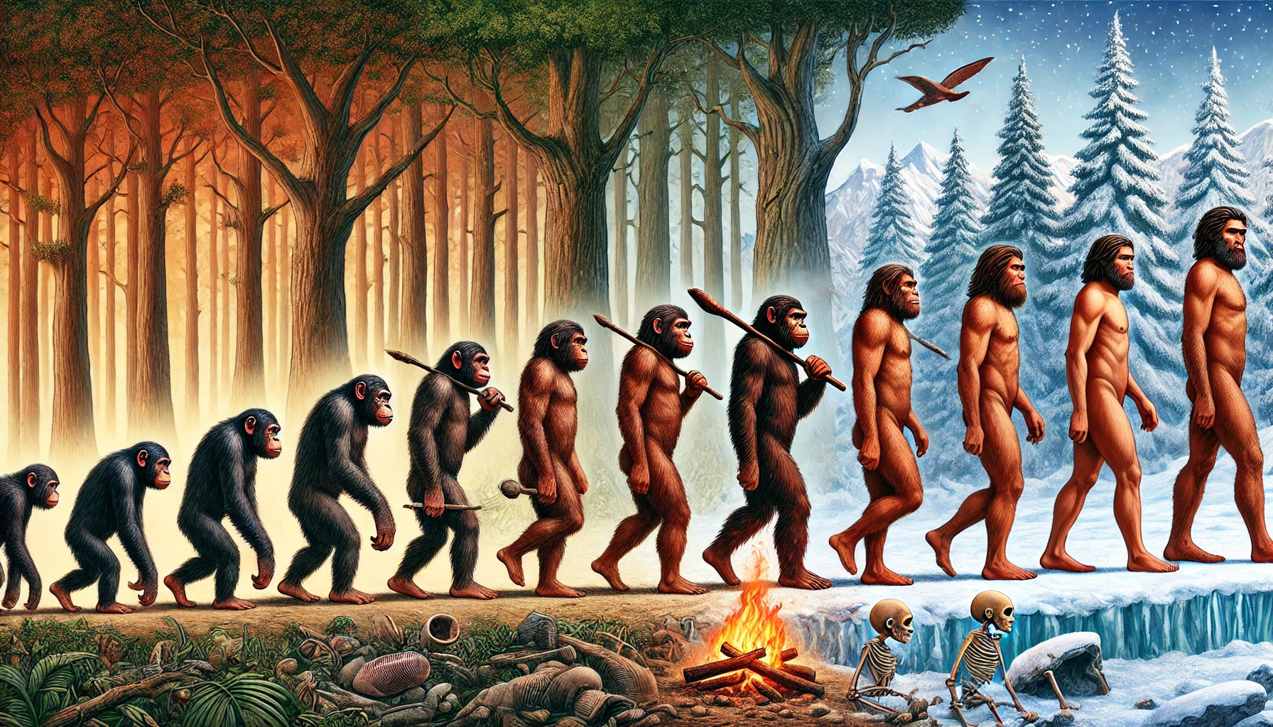 stages of humane volution from ape