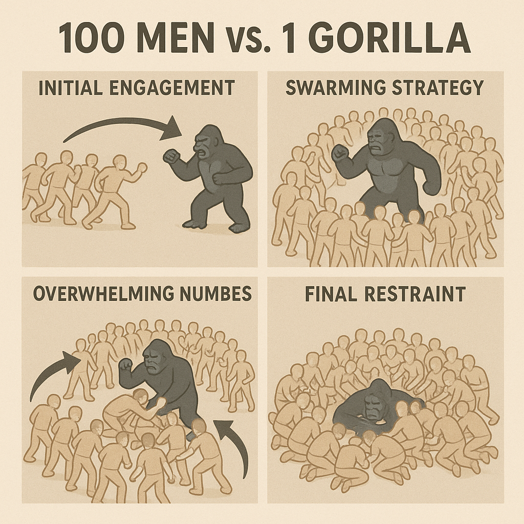 100 men vs. 1 gorilla: Who would win? tactical diagram 100 men vs. 1 gorilla: Who would win? tactical diagram